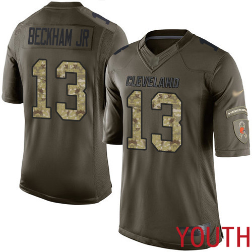 Cleveland Browns Odell Beckham Jr Youth Green Limited Jersey #13 NFL Football Salute To Service->youth nfl jersey->Youth Jersey